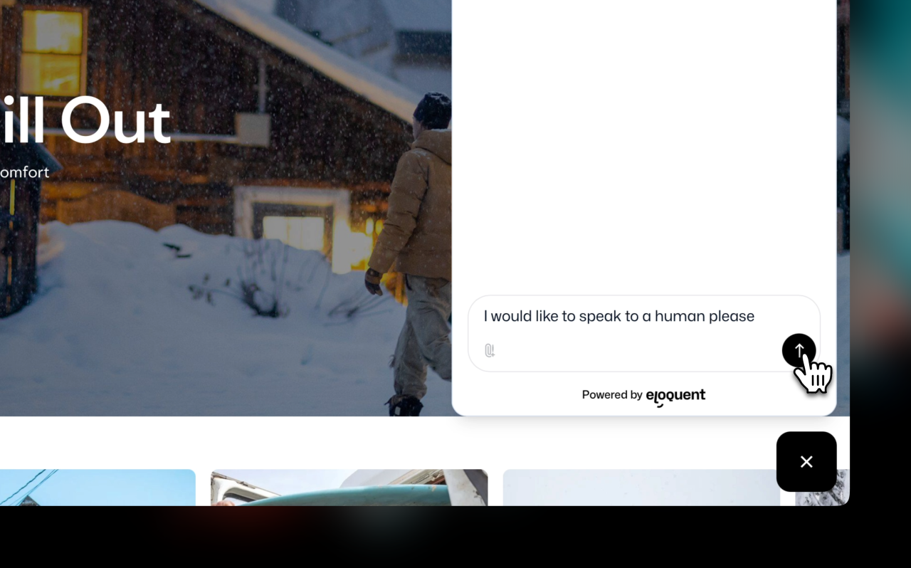 A user asking an AI chatbot to hand-off the conversation to a human